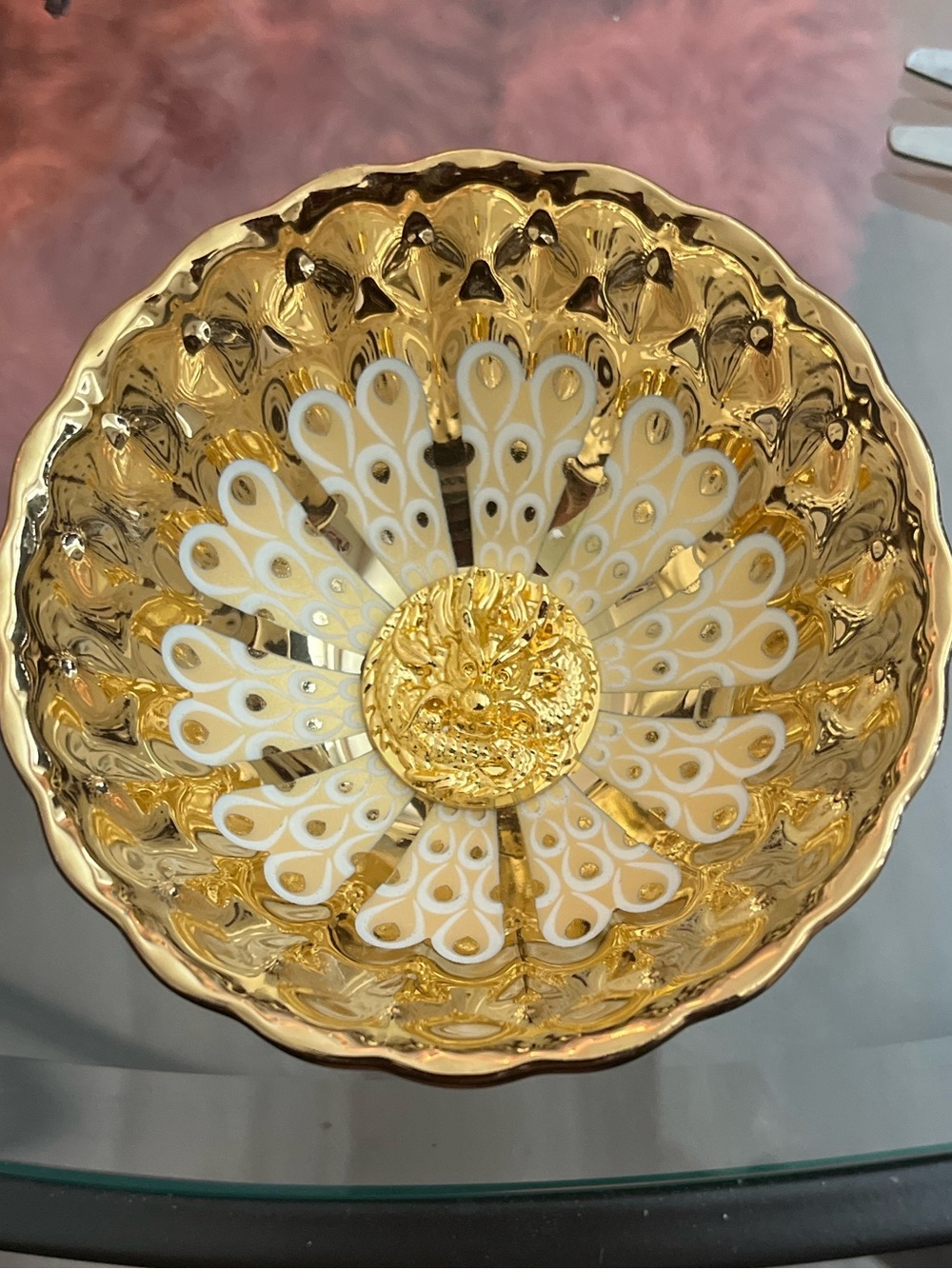 Gold Dragon Glow Bowl | “Invite Prosperity” Decorative Accent Bowl
